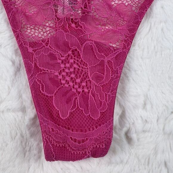 Victoria’s Secret Very Sexy Double Strap Thong Pink Lace Shiny Straps Sz.L NWT - Picture 4 of 6